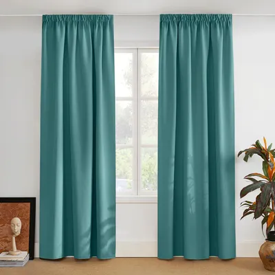 Produktbild von Verdunkelungsvorhang mit Kräuselband 2er Set 245 x 140 cm Tealblau
