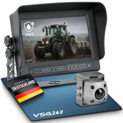 Produktbild von 7" Rückfahrkamera Set PROGUARD mit Personenerkennung |  IP67-Monitor mit IP69K EXPERT Kamera 155° RVS-24555