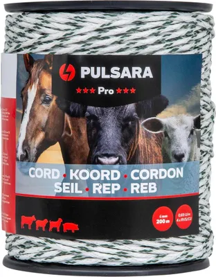 Produktbild von Pulsara Weidezaunseil Pro (weiß) 200 m/6 mm