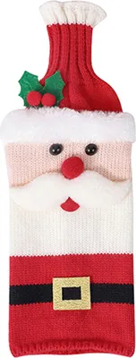 Produktbild von Weihnachts-Weinpullover-Hülle, handgefertigt, gestrickt, Cartoon-Weihnachtsmann, Schneemann, Rentier, Flaschenhülle für den Esstisch im Winter, Dekoration