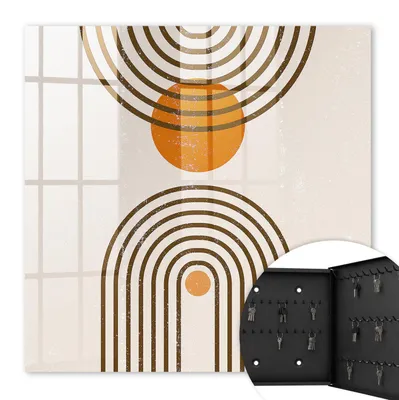 Produktbild von Metall Schlüsselkasten 30 x 30 cm - schwarzer Schlüsselschrank zur Wandmontage - wandhängende Schlüsselbox mit Tür - rechts öffnend - Schlüsselaufbewahrung für Flur - Büro - Arbeitszimmer - Werkstatt - Garage - Retro-Geometrie
