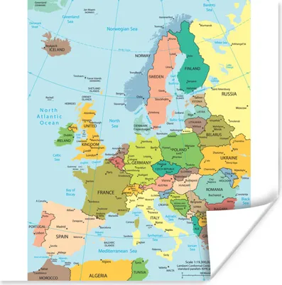 Produktbild von MuchoWow® Poster Karte - Europa - Politik 100x100 cm - Babyzimmer