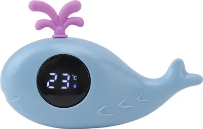 Produktbild von Baby-Badethermometer, digital, mit Cartoon-Motiv, niedlicher Wal, multifunktionale Wassermessung, Blau