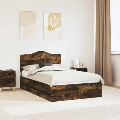 Image de Maison Exclusive - Cadre de lit en chêne fumé, dimensions 120 x 190 cm, bois d'ingénierie