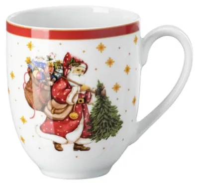 Becher mit Henkel Happy Wintertime 0,4 L Porzellan bunt