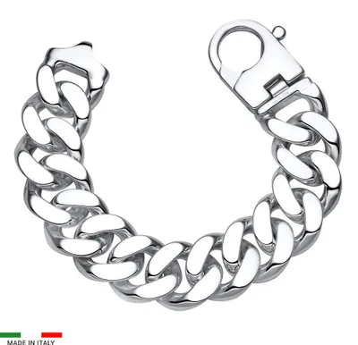 Produktbild von Massives Echtsilber Panzerarmband Herren 23mm PA0230 -23cm von JEWLIX