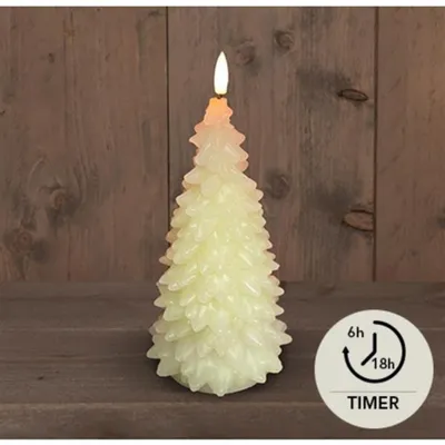 Produktbild von LED-Kerze aus Wachs für den Weihnachtsbaum, elfenbeinfarben, 9,5 x 20 cm