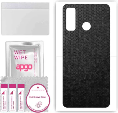 Produktbild von apgo Rückseite Schutzfolie, Skin, kompatibel mit Tecno Spark 5 Pro, Hinten Displayschutzfolie aus Vinylfolie, kratzfest, einfache Montage - Schwarze Honigwabe