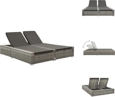 Produktbild von vidaXL Doppel-Sonnenliege Poly Rattan Grau -  Gartenbetten