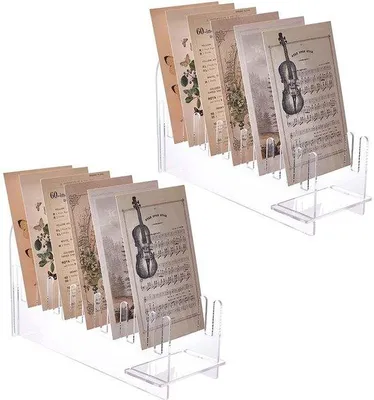 Image de Support de cartes en acrylique avec 2 supports transparents, dimensions : 24 x 9 x 15 cm