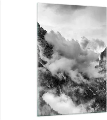Produktbild von Bilder auf glas - Einteilig - Berge Nebel Gipfel - 80x120cm - Glasbilder - Wandbilder - Bilder - zum Aufhängen bereit - Wanddekoration aus Glas - Glas Bilder - Wandbild auf Glas - GPA80x120-3664