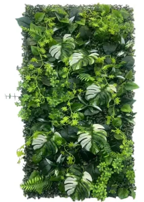 Produktbild von Künstliche Pflanzenwand, 50 x 100 cm, künstliche Hecke für den Außenbereich, PE, künstliche Pflanzen, die echten Pflanzen zum Verwechseln ähnlich sehen, Pflanzenwand für den Außenbereich, Blumenwanddekoration zur Begrünung der Wand (Kombination 3)