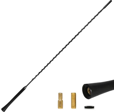 Produktbild von alca® Spiral Dachantenne extra lang 55 cm Universal Radio AM FM DAB+ schwarz aus Fiberglas + M5 M6 Adapter-Set Autoantenne Stabantenne Antenne