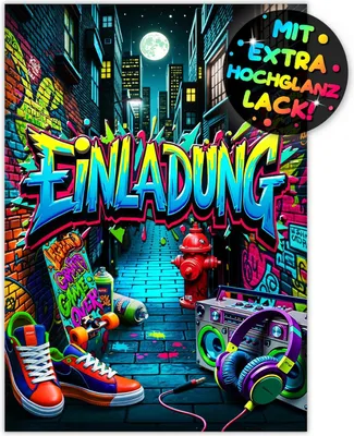 Obrázok produktu pre Pozvánky 12 ks, graffiti, detská narodeninová oslava, pre detskú oslavu
