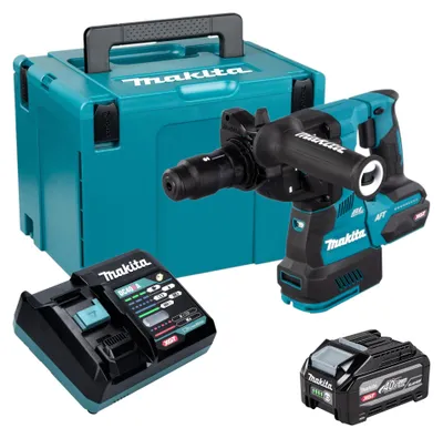 Imagen del producto de Martillo perforador a batería Makita HR 002 GU101, 40 V máx., 2,9 J, SDS plus, sin escobillas + 1 batería de 4,0 Ah + cargador + maletín Makpac