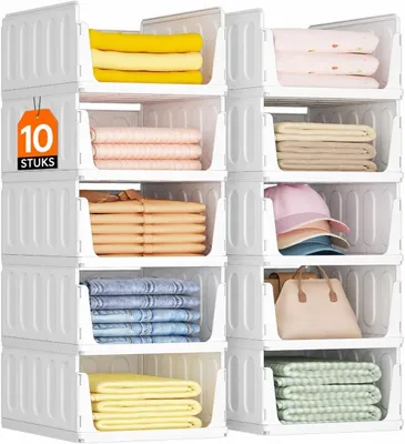 Image de Organisateur de placard empilable - Tiroir de rangement pour placard - Boîte de rangement empilable pour salle de bain - Rangement pour cuisine