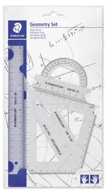 Produktbild von STAEDTLER 569 PB Geometrieset 4-teilig (Lineal, Winkelmesser, 2 Dreiecke)