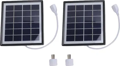 Produktbild von 2 Stück monokristalline Solarpanels, USB-Solarpanel-Ladegerät, 5W, tragbare Solar-LED-Lampe für Camping, Wandern, Zelten, Outdoor-Bereich, schwarz