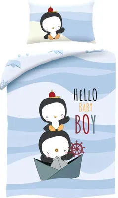Produktbild von Pinguin Bettwäsche Hello Baby boy 100 x 135 cm