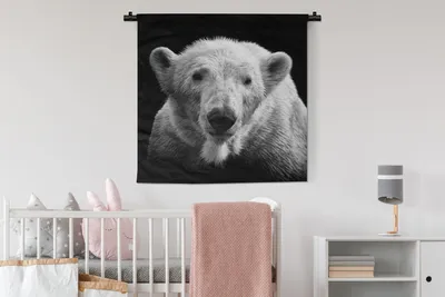 Produktbild von MuchoWow® Wandteppich Wandbehang Eisbär - Tier - Schwarz 90x90 cm Tapisserie Dekoration Wandtuch - Wandaufhänger
