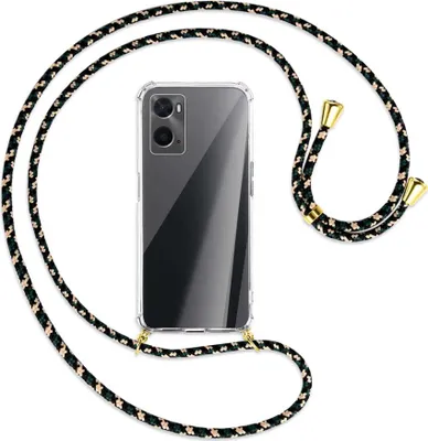 Produktbild von Handykette Backcover-Schutzhülle mit Band (Metall goldfarben) für Oppo A76 - camouflage