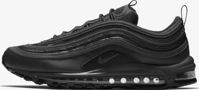 A black Nike Air Max 97 shoe is shown from the side against a white background.