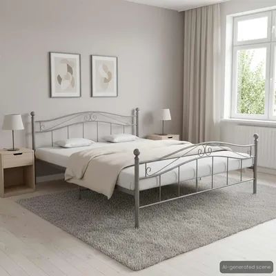Produktbild von Maison Exclusive - Bett Grau Metall 160x200 cm