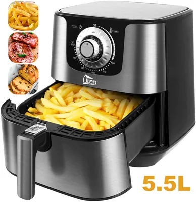 Immagine prodotto di Friggitrice ad aria XXL da 5,5 litri, friggitrice ad aria in acciaio inossidabile, friggitrice ad aria per cuocere al forno, 1700W