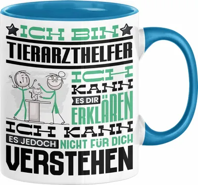 Produktbild von Tierarzthelfer Geschenk Kaffee-Tasse Geschenkidee für Tierarzthelfer Ich Bin Tierarzthelfer Ich Kann Es Dir Erklären Jedoch Nicht Für Dich Verstehen Spruch Lustig (Blau)