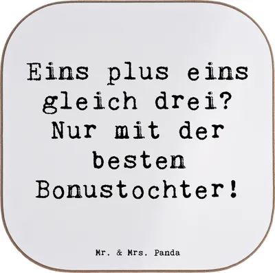Produktbild von Mr. & Mrs. Panda Untersetzer für Gläser Spruch Beste Bonustochter - Weiß - Geschenk, Tassenuntersetzer, Coaster, gläseruntersetzer, Mathematik, Holzuntersetzer, Glück