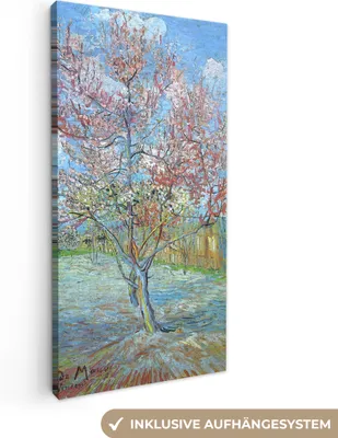 Produktbild von MuchoWow® - Leinwandbilder - Der rosa Pfirsichbaum - Vincent van Gogh, Wandbild, Wanddeko Bilder Wohnzimmer, 20x40 cm
