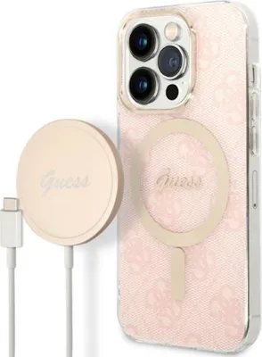 Obrázok produktu pre Guess Set Magsafe Charger + Case Pre Iphone 14 Pro 6.1 Pink 4G Print (Gubpp14Lh4Eacsp)