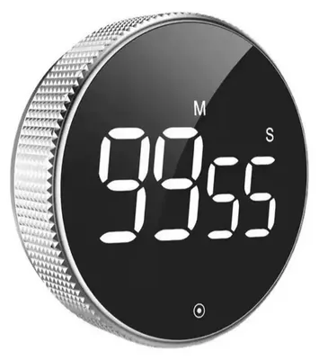 Image de Relaxdays, minuteur de cuisine, écran LED à intensité variable, aimanté, réglable du mode sonore au mode silencieux, minuteur de comptage progressif et dégressif jusqu'à 99 minutes, couleur argent