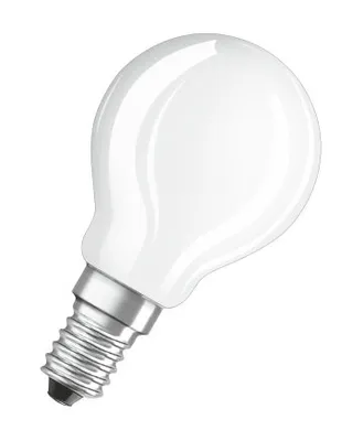 A single, white, frosted light bulb with a silver screw base is shown against a white background.