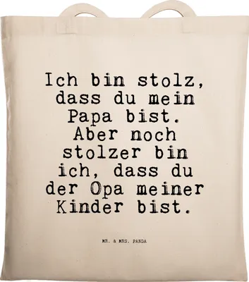 Produktbild von Mr. & Mrs. Panda Tote Bag Ich bin stolz, dass... - Transparent - Geschenk, Einkaufstasche, Sprüche, Opa, Geburt, Tasche, Schultasche, Enkel, Laptoptasche, Großvater, Papa