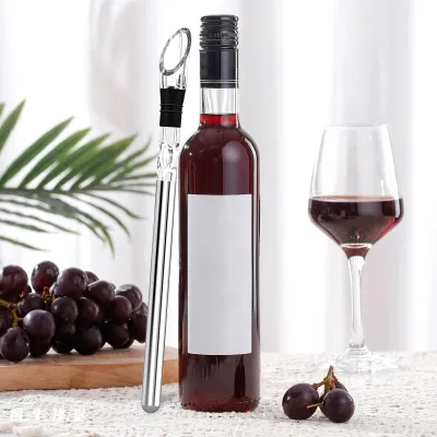Produktbild von Weinkühlstab mit Belüfter, Edelstahl, eisfreier Flaschenkühler für intensives Aroma und Geschmack
