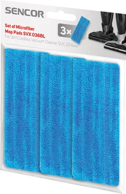 Produktbild von SENCOR SVX 036BL Sada mikrovlákenných mopovacích polštářků pro SVC 074x, příslušenství k bezšňůrovému tyčovému vysavači 3 v 1 s mopem