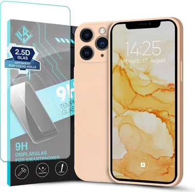 Produktbild von Hülle für Apple iPhone 11 Pro Max mit 9H Displayglas Displayschutz Plus Case Cover Bumper Silikon Softgrip Schutzhülle Farbe: Rosa