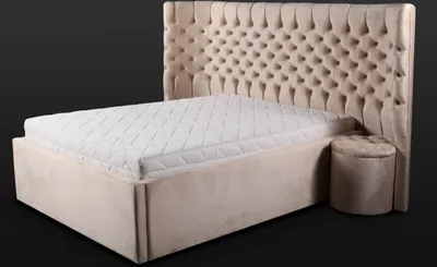 Obrázek produktu pro Béžová manželská postel Chesterfield Moderní nábytek do ložnice postele