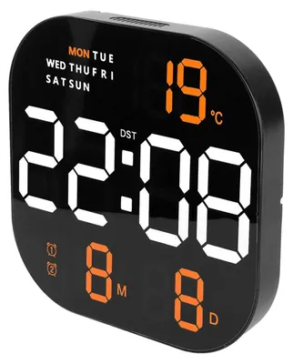 Zdjęcie produktu dla Cyfrowy zegar ścienny z pilotem i wyświetlaczem temperatury