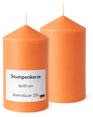 Imagen del producto de Velas tipo "stumpen" de 6 cm de diámetro y 10 cm de altura, color ocre, paquete de 2 unidades