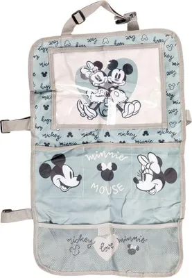 Produktbild von Tataway Disney Autositzschutz Tablet-Organizer für Kinder in Grau und Pink mit süßer Minnie und Mickey Mouse