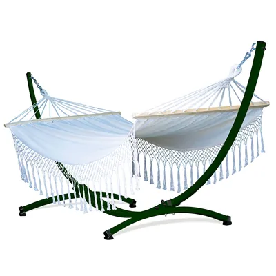 Produktbild von Potenza Outdoor Hängematte mit Gestell für 2 Personen I Stabhängematte XXL 220x160, 200kg I Grün Hängemattengestell 220kg Wetterfest
