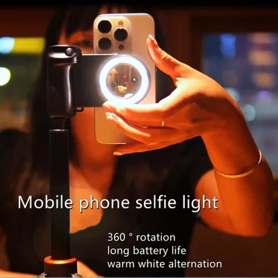 Produktbild von Magnetischer Smartphone-Griff mit abnehmbarer 30-Meter-Bluetooth-Fernbedienung mit Fülllicht, Anti-Verwacklungs-Selfie-Griff und Fotohalterung