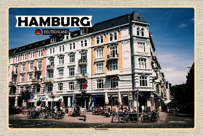 Produktbild von vianmo Holzschild 12x18 cm Hamburg Sternschanze Altstadt Bildmotiv Reisemotiv Abenteuer Reisen