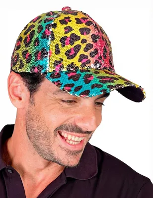 Imagen del producto de Gorro con lentejuelas de colores y estampado de leopardo para adultos - Talla única