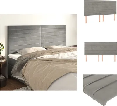 Image de vidaXL Têtes de lit 4 pcs. Gris clair 100x5x78/88 cm Velours - Têtes & Pieds de lit