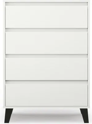 Immagine prodotto di VBChome Comò con 4 cassetti 70 x 39 x 99 cm Bianco Comò senza maniglie Armadio multiuso per corridoio Camera da letto Soggiorno Camera dei bambini Moderno