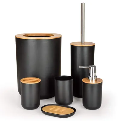 Produktbild von Omgoods – 6-teiliges Badezimmer-Accessoires-Set mit Seifenspender und Toilettenbürste