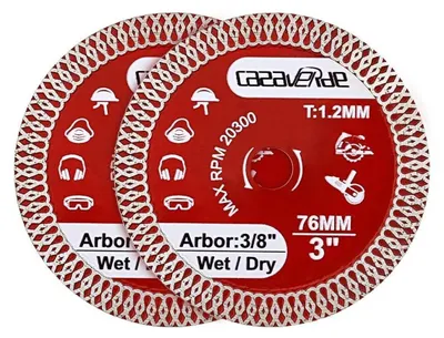 Productafbeelding van Diamantschijf van 76 mm voor tegels, grootformaattegels, marmer, keramiek, natuursteen, 2 stuks, extra dun, met een boorgat van 10 mm